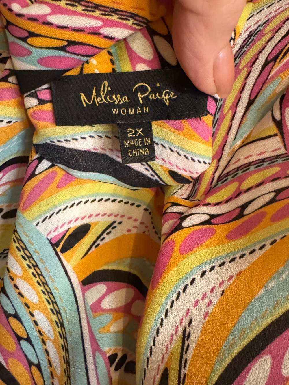 Melissa Paige GORGEOUS Multicolor Swirl Button-Front Blouse PLUS: 2X #R - Picture 8 of 8
